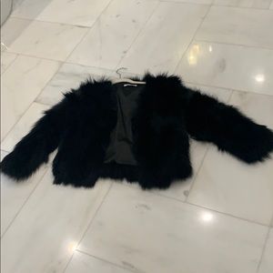 Vintage Fox Fur Cropped Coat Jacket Black